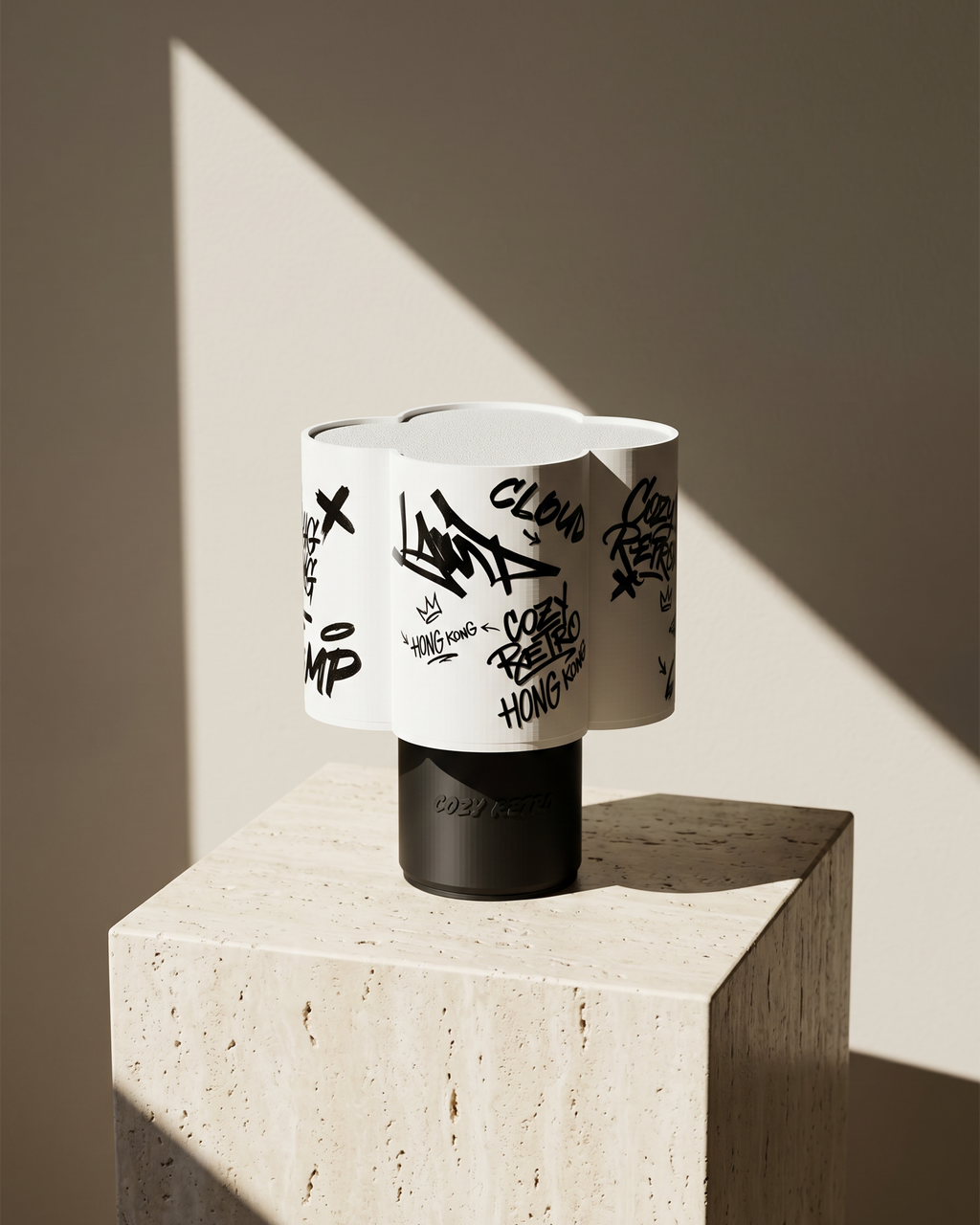 Cozy Retro Table Lamp - Graffiti in Black